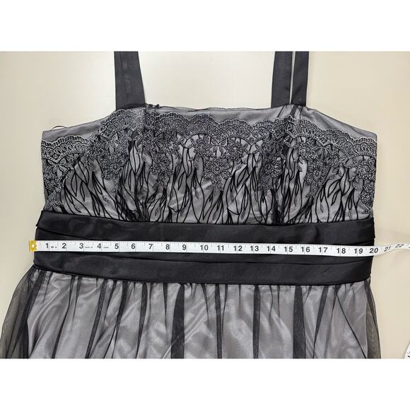 Vintage Y2K Fairy Grunge Mesh Dress 18W Black Silver Whimsigoth HOCO Formal - Picture 7 of 16